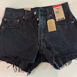 Levi's Black Jean Shorts Distressed Cut-Off Hem
